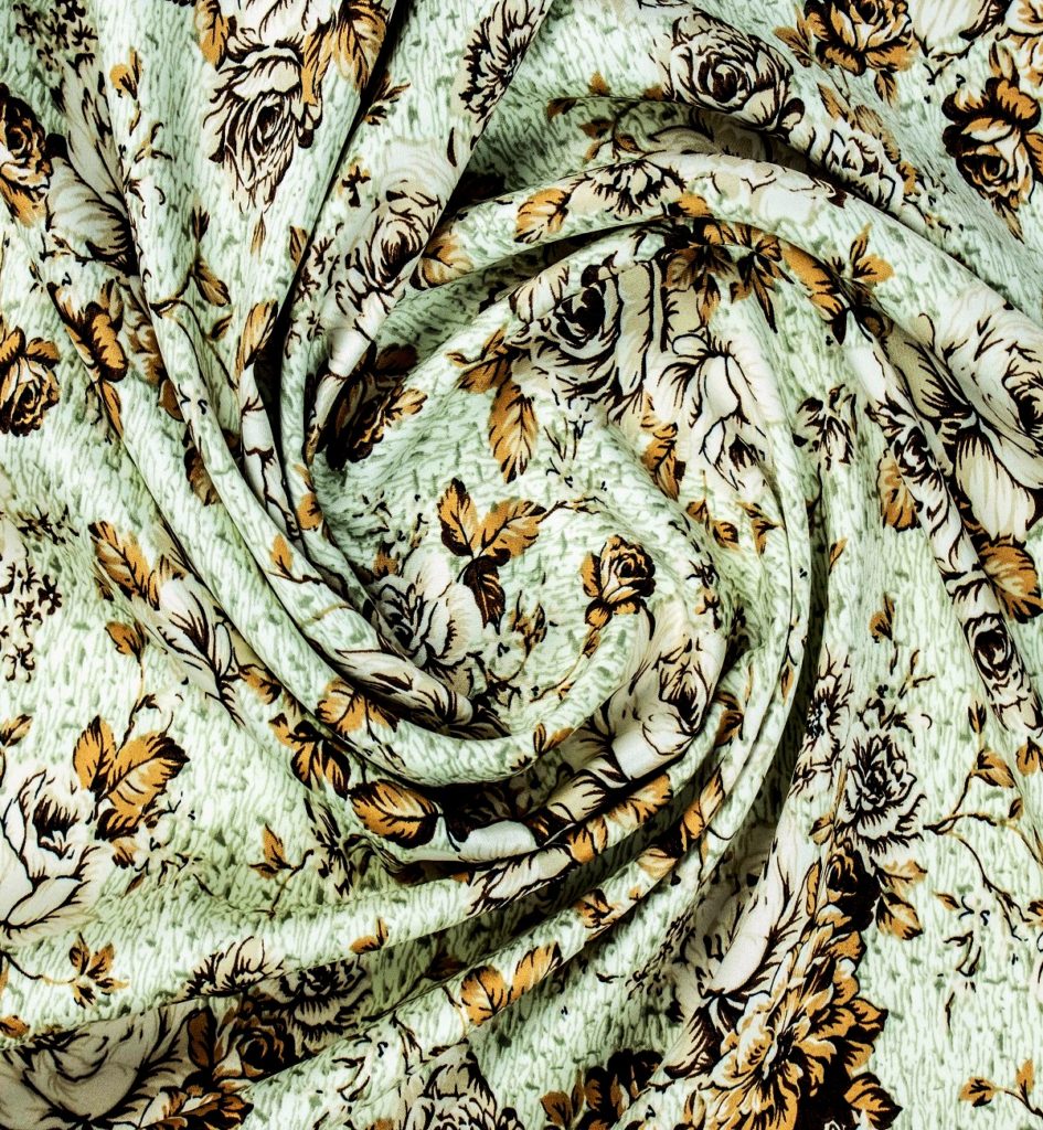 Light Weight Floral Design Old Gold, Silk Fabric – Zuraiq Textiles