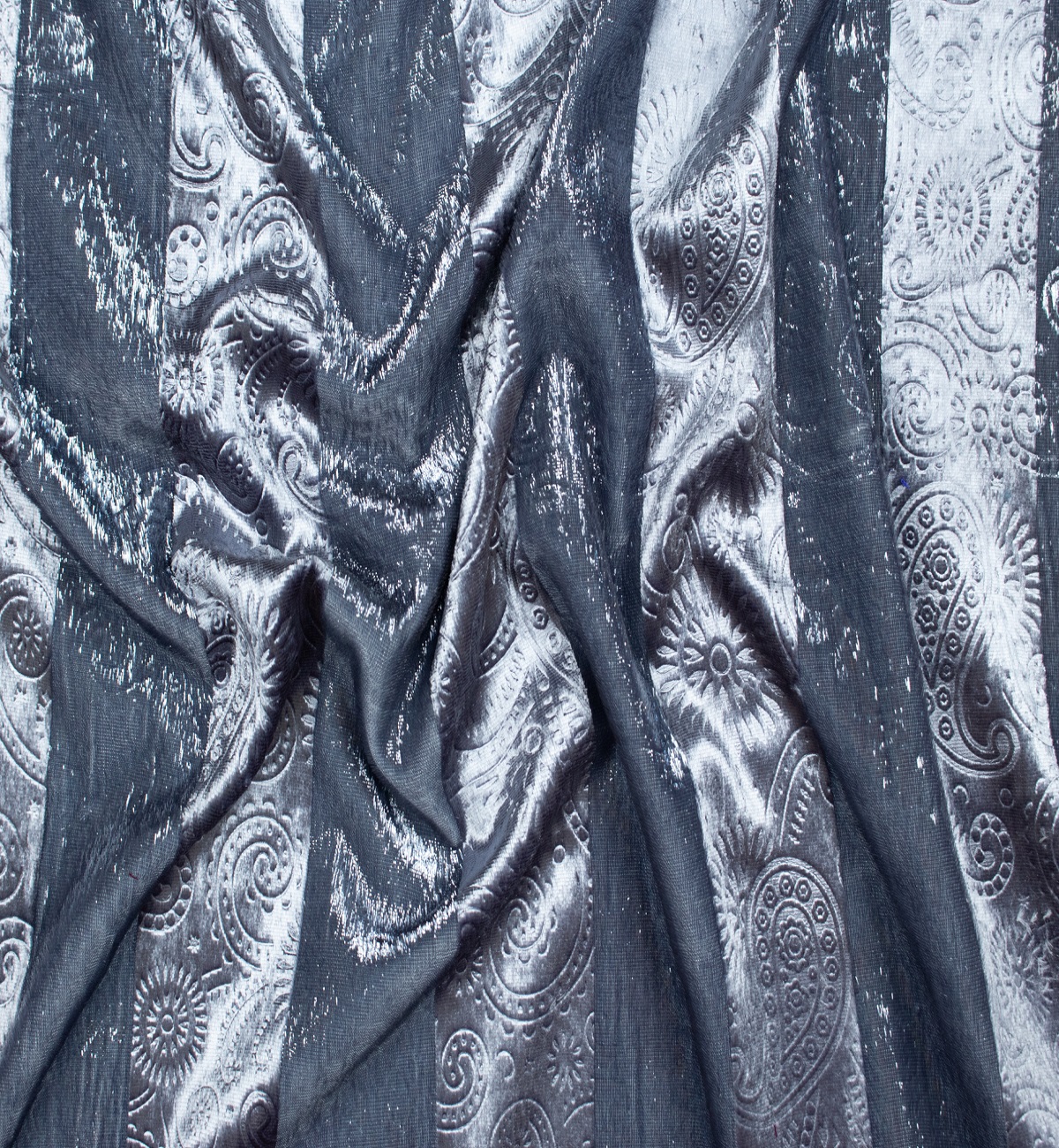 Grey Silky Shinny Velvet Stripped Metallic Fancy Fabric – Zuraiq Textiles