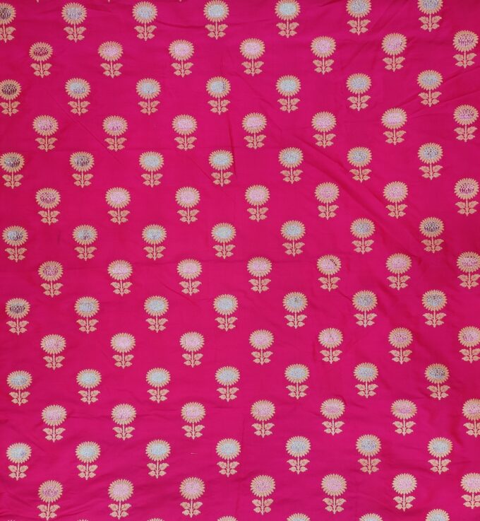 Pink Flower Pattern Indian Bresam Fabric. – Zuraiq Textiles